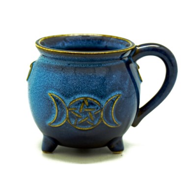 Mug Blue Glaze Pentagram Cauldron Mug Blue Glaze Pentagram Cauldron