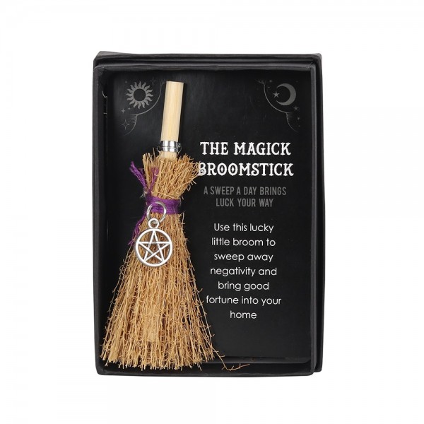 Mini Witch Broomstick with Pentacle Charm