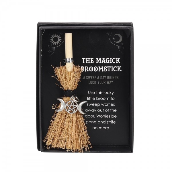Mini Witch Broomstick with Triple Moon Charm