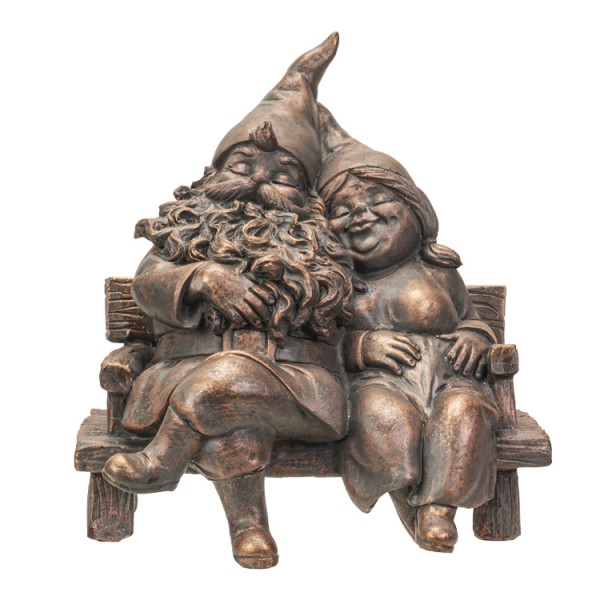 Statue du couple de gnomes (finition bronze)